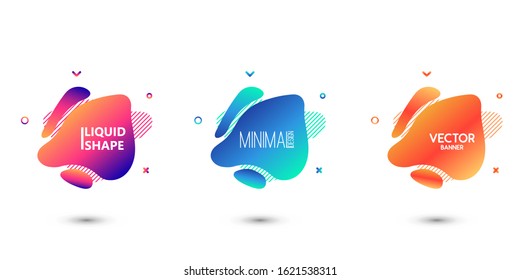 Fluid Liquid Color Shape Banner. Isolated Fluid Shape. Abstract Template Banner For Web, Mobile App. Flow Glow Liquid Gradient Fluid Shape Banner. Vector Illustration