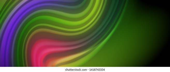 Fluid liquid color wave lines, glowing colorful light effect, abstract composition template. Geometric technology abstract pattern. Movement and motion concept