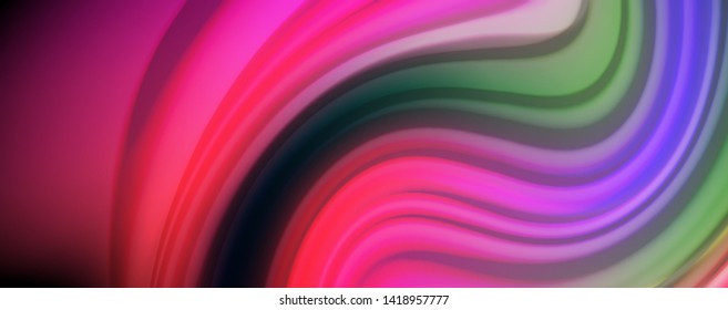 Líneas de onda de color líquido fluido, efecto luminoso colorido brillante, plantilla de composición abstracta. Patrón abstracto de tecnología geométrica. Concepto de movimiento y movimiento