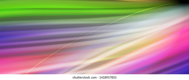 Fluid liquid color wave lines, glowing colorful light effect, abstract composition template. Geometric technology abstract pattern. Movement and motion concept
