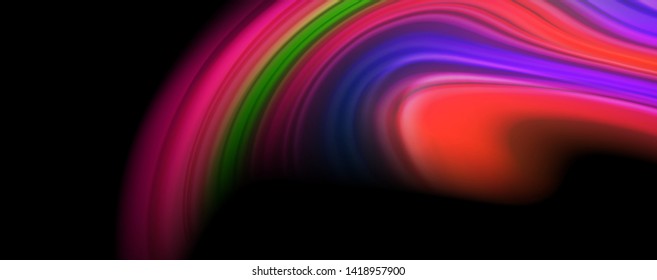 Fluid liquid color wave lines, glowing colorful light effect, abstract composition template. Geometric technology abstract pattern. Movement and motion concept