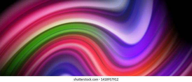 Fluid liquid color wave lines, glowing colorful light effect, abstract composition template. Geometric technology abstract pattern. Movement and motion concept