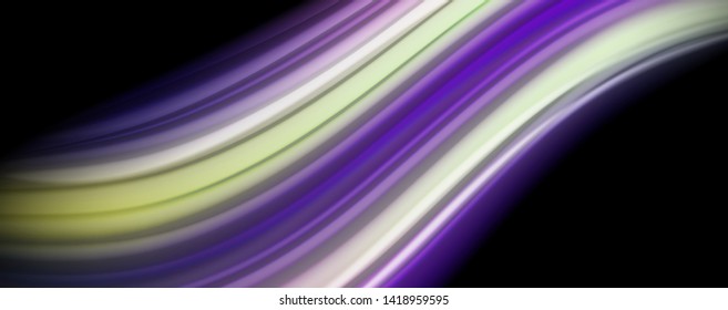 Fluid liquid color wave lines, glowing colorful light effect, abstract composition template. Geometric technology abstract pattern. Movement and motion concept