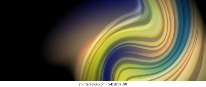 Líneas de onda de color líquido fluido, efecto luminoso colorido brillante, plantilla de composición abstracta. Patrón abstracto de tecnología geométrica. Concepto de movimiento y movimiento