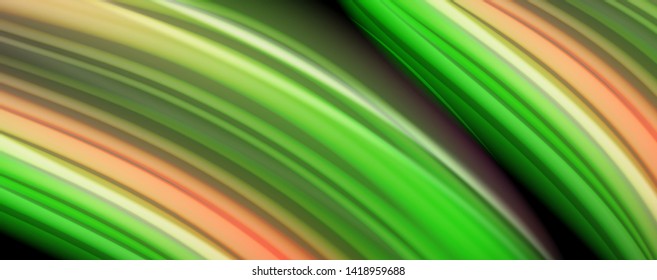 Líneas de onda de color líquido fluido, efecto luminoso colorido brillante, plantilla de composición abstracta. Patrón abstracto de tecnología geométrica. Concepto de movimiento y movimiento