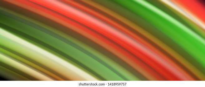 Fluid liquid color wave lines, glowing colorful light effect, abstract composition template. Geometric technology abstract pattern. Movement and motion concept