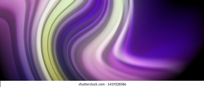 Fluid liquid color wave lines, glowing colorful light effect, abstract composition template. Geometric technology abstract pattern. Movement and motion concept