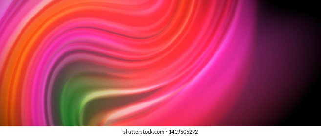Fluid liquid color wave lines, glowing colorful light effect, abstract composition template. Geometric technology abstract pattern. Movement and motion concept