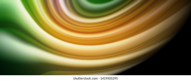 Fluid liquid color wave lines, glowing colorful light effect, abstract composition template. Geometric technology abstract pattern. Movement and motion concept