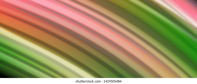 Fluid liquid color wave lines, glowing colorful light effect, abstract composition template. Geometric technology abstract pattern. Movement and motion concept