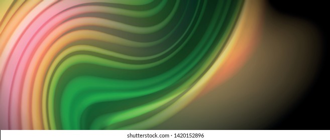 Fluid liquid color wave lines, glowing colorful light effect, abstract composition template. Geometric technology abstract pattern. Movement and motion concept