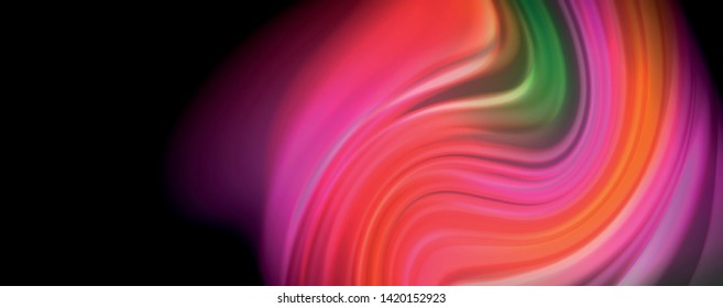 Fluid liquid color wave lines, glowing colorful light effect, abstract composition template. Geometric technology abstract pattern. Movement and motion concept