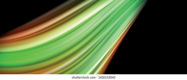 Flüssige Flüssig-Farb-Wellenlinien, leuchtender bunter Lichteffekt, abstrakte Kompositionsvorlage. Abstraktes Muster der geometrischen Technologie. Konzept Bewegung und Bewegung