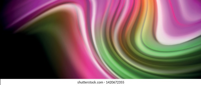 Fluid liquid color wave lines, glowing colorful light effect, abstract composition template. Geometric technology abstract pattern. Movement and motion concept