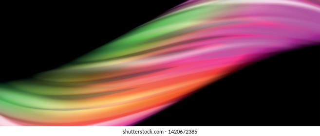 Fluid liquid color wave lines, glowing colorful light effect, abstract composition template. Geometric technology abstract pattern. Movement and motion concept