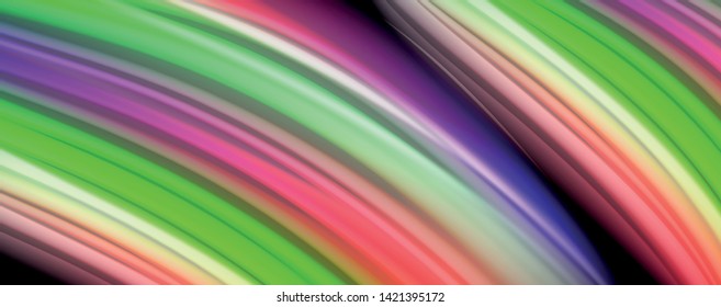 Fluid liquid color wave lines, glowing colorful light effect, abstract composition template. Geometric technology abstract pattern. Movement and motion concept