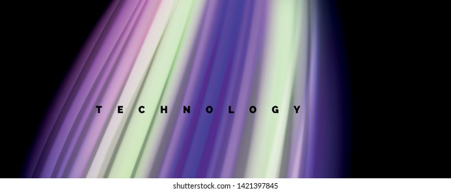 Fluid liquid color wave lines, glowing colorful light effect, abstract composition template. Geometric technology abstract pattern. Movement and motion concept