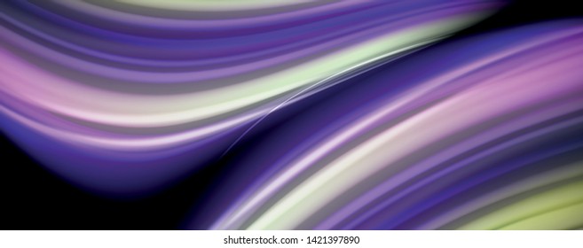 Fluid liquid color wave lines, glowing colorful light effect, abstract composition template. Geometric technology abstract pattern. Movement and motion concept