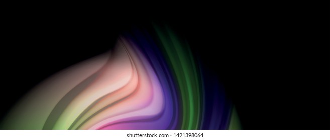 Fluid liquid color wave lines, glowing colorful light effect, abstract composition template. Geometric technology abstract pattern. Movement and motion concept
