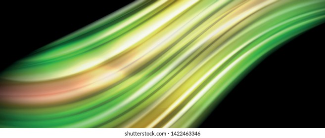 Líneas de onda de color líquido fluido, efecto luminoso colorido brillante, plantilla de composición abstracta. Patrón abstracto de tecnología geométrica. Concepto de movimiento y movimiento