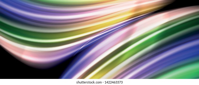 Linhas de onda de cor líquida fluida, efeito de luz colorido brilhante, modelo de composição abstrata. Tecnologia geométrica padrão abstrato. Movimento e conceito de movimento