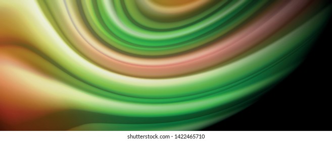 Fluid liquid color wave lines, glowing colorful light effect, abstract composition template. Geometric technology abstract pattern. Movement and motion concept
