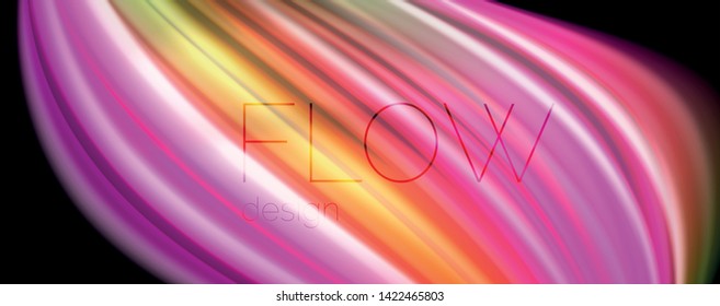 Líneas de onda de color líquido fluido, efecto luminoso colorido brillante, plantilla de composición abstracta. Patrón abstracto de tecnología geométrica. Concepto de movimiento y movimiento