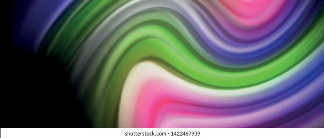 Fluid liquid color wave lines, glowing colorful light effect, abstract composition template. Geometric technology abstract pattern. Movement and motion concept