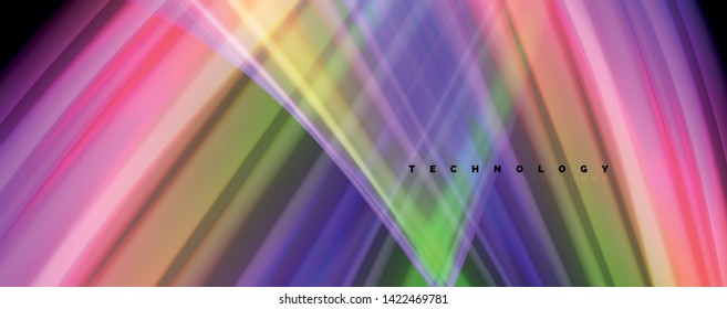 Líneas de onda de color líquido fluido, efecto luminoso colorido brillante, plantilla de composición abstracta. Patrón abstracto de tecnología geométrica. Concepto de movimiento y movimiento