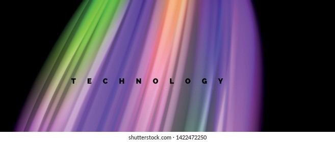 Fluid liquid color wave lines, glowing colorful light effect, abstract composition template. Geometric technology abstract pattern. Movement and motion concept