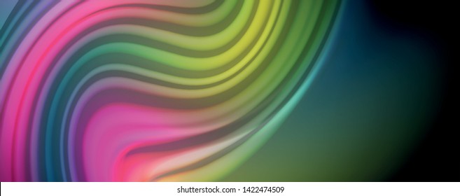 Líneas de onda de color líquido fluido, efecto luminoso colorido brillante, plantilla de composición abstracta. Patrón abstracto de tecnología geométrica. Concepto de movimiento y movimiento
