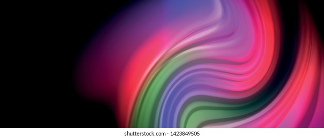 Fluid liquid color wave lines, glowing colorful light effect, abstract composition template. Geometric technology abstract pattern. Movement and motion concept