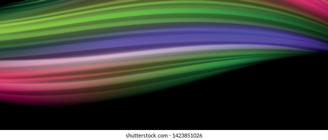 Fluid liquid color wave lines, glowing colorful light effect, abstract composition template. Geometric technology abstract pattern. Movement and motion concept