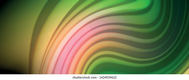 Fluid liquid color wave lines, glowing colorful light effect, abstract composition template. Geometric technology abstract pattern. Movement and motion concept