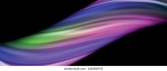 Fluid liquid color wave lines, glowing colorful light effect, abstract composition template. Geometric technology abstract pattern. Movement and motion concept