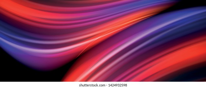 Fluid liquid color wave lines, glowing colorful light effect, abstract composition template. Geometric technology abstract pattern. Movement and motion concept