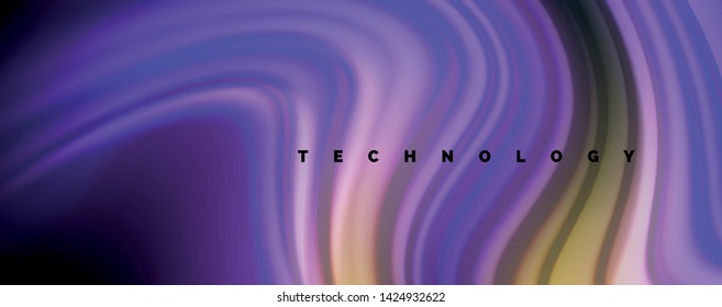 Fluid liquid color wave lines, glowing colorful light effect, abstract composition template. Geometric technology abstract pattern. Movement and motion concept