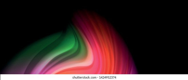 Fluid liquid color wave lines, glowing colorful light effect, abstract composition template. Geometric technology abstract pattern. Movement and motion concept