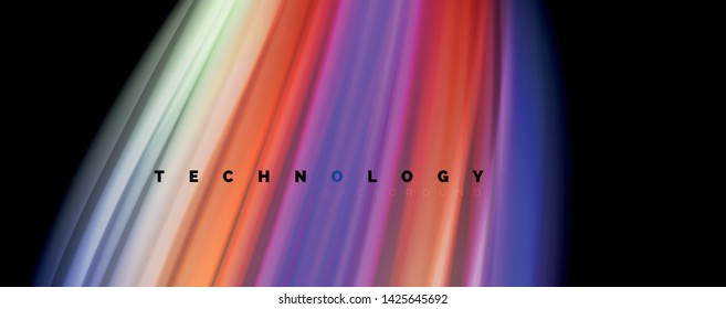 Linhas de onda de cor líquida fluida, efeito de luz colorido brilhante, modelo de composição abstrata. Tecnologia geométrica padrão abstrato. Movimento e conceito de movimento