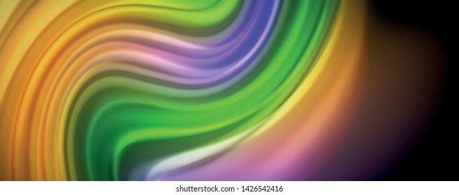 Fluid liquid color wave lines, glowing colorful light effect, abstract composition template. Geometric technology abstract pattern. Movement and motion concept
