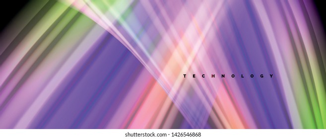 Flüssige Flüssig-Farb-Wellenlinien, leuchtender bunter Lichteffekt, abstrakte Kompositionsvorlage. Abstraktes Muster der geometrischen Technologie. Konzept Bewegung und Bewegung