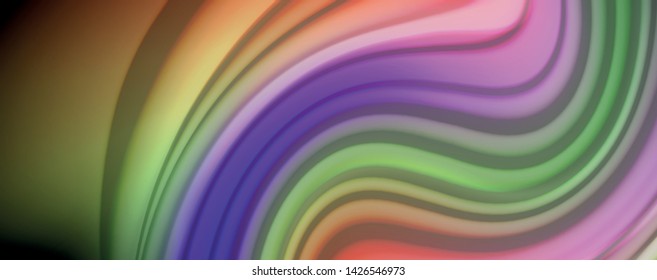 Líneas de onda de color líquido fluido, efecto luminoso colorido brillante, plantilla de composición abstracta. Patrón abstracto de tecnología geométrica. Concepto de movimiento y movimiento