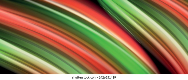 Líneas de onda de color líquido fluido, efecto luminoso colorido brillante, plantilla de composición abstracta. Patrón abstracto de tecnología geométrica. Concepto de movimiento y movimiento