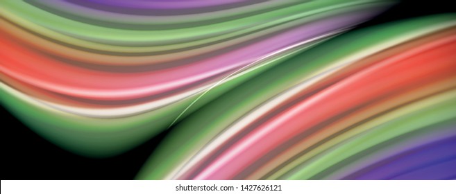 Linhas de onda de cor líquida fluida, efeito de luz colorido brilhante, modelo de composição abstrata. Tecnologia geométrica padrão abstrato. Movimento e conceito de movimento