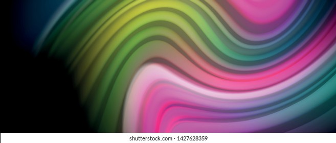 Líneas de onda de color líquido fluido, efecto luminoso colorido brillante, plantilla de composición abstracta. Patrón abstracto de tecnología geométrica. Concepto de movimiento y movimiento