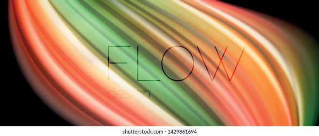 Líneas de onda de color líquido fluido, efecto luminoso colorido brillante, plantilla de composición abstracta. Patrón abstracto de tecnología geométrica. Concepto de movimiento y movimiento