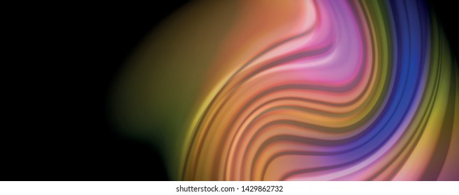 Fluid liquid color wave lines, glowing colorful light effect, abstract composition template. Geometric technology abstract pattern. Movement and motion concept