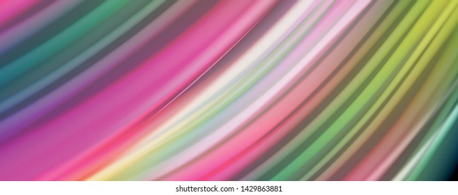 Fluid liquid color wave lines, glowing colorful light effect, abstract composition template. Geometric technology abstract pattern. Movement and motion concept