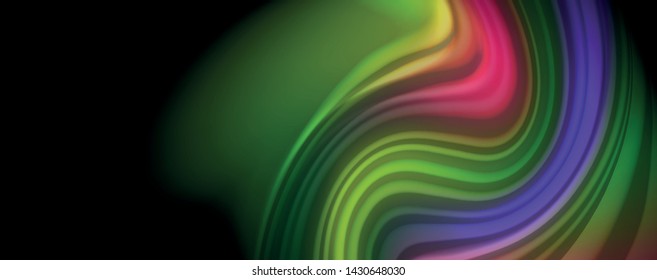 Líneas de onda de color líquido fluido, efecto luminoso colorido brillante, plantilla de composición abstracta. Patrón abstracto de tecnología geométrica. Concepto de movimiento y movimiento