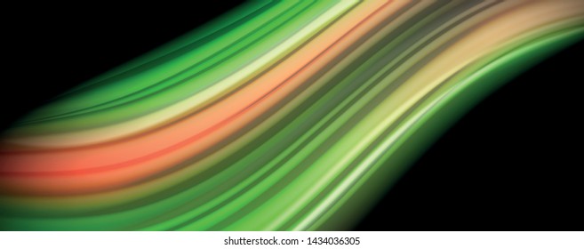 Fluid liquid color wave lines, glowing colorful light effect, abstract composition template. Geometric technology abstract pattern. Movement and motion concept
